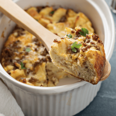 Bacon, Cheddar, Mushroom & Onion Strata