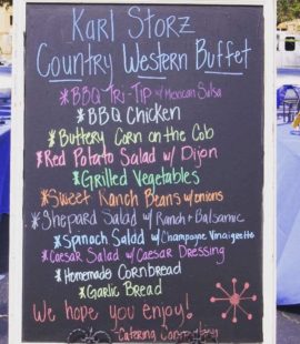 Food menu for an event catered by Catering Connection in Santa Barbara, California.