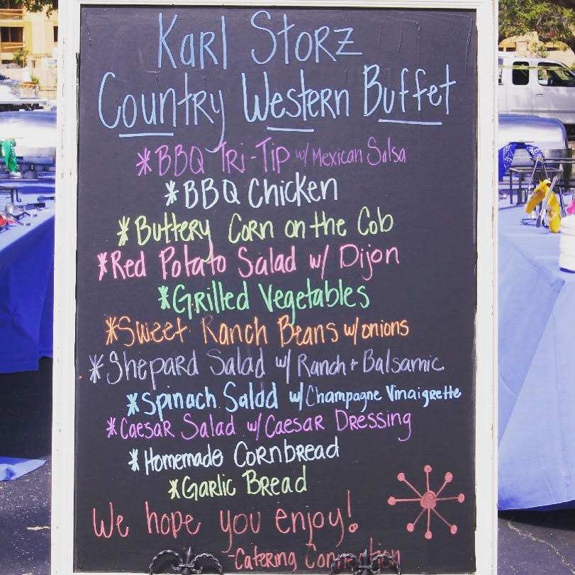 Food menu for an event catered by Catering Connection in Santa Barbara, California.