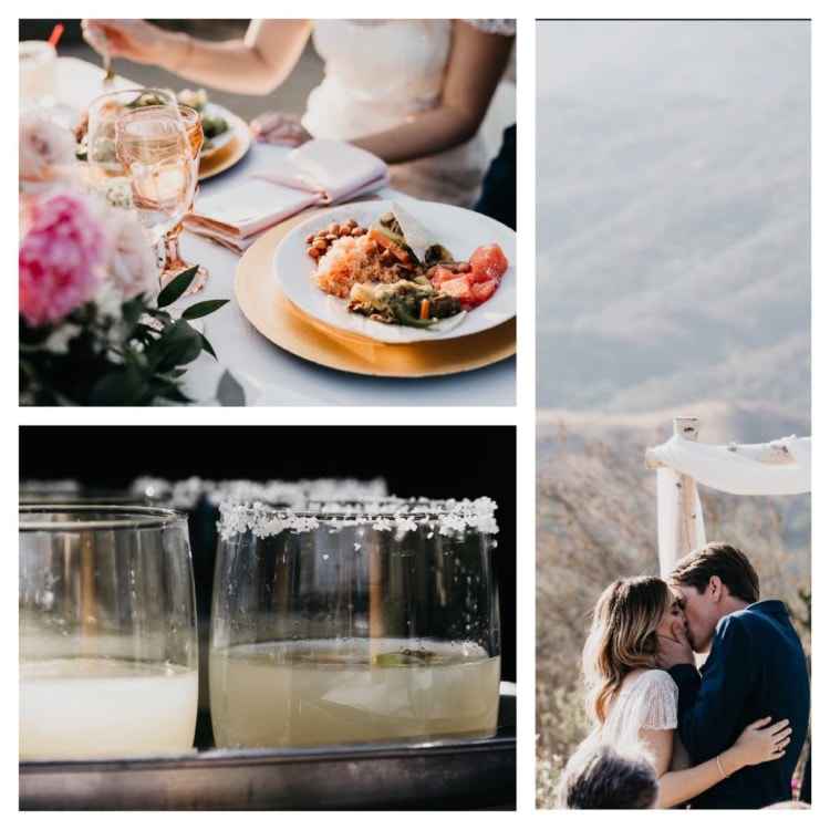 bride and groom kissing at ojai wedding